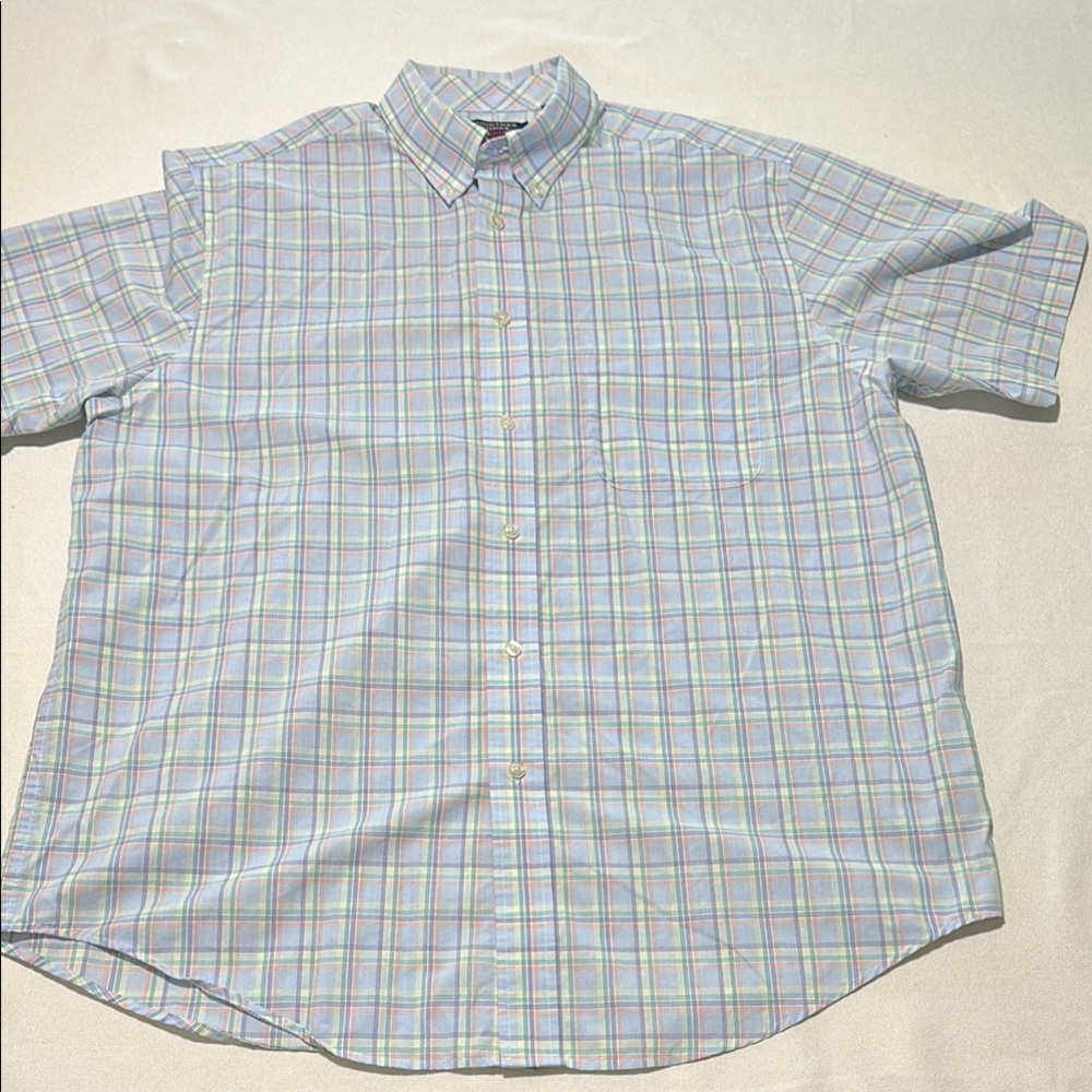 Roundtree & Yorke Travel Smart Multicolored BD SS Shirt Men’s Size Large